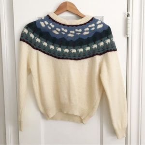 Vintage Woolrich Intarsia Sweater Clouds Sheep